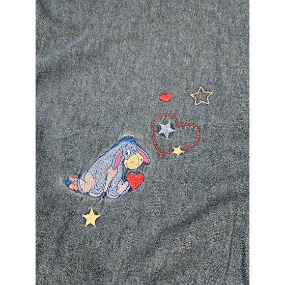 Vintage Disney Eeyore Embroidered Denim Shirt Pearl Snap Buttons 22 22w 24 24w - Picture 4 of 7